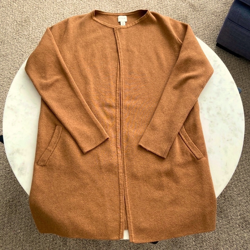 J. Crew Vanessa Sweater Jacket Open Cardigan, Heather Camel, XS